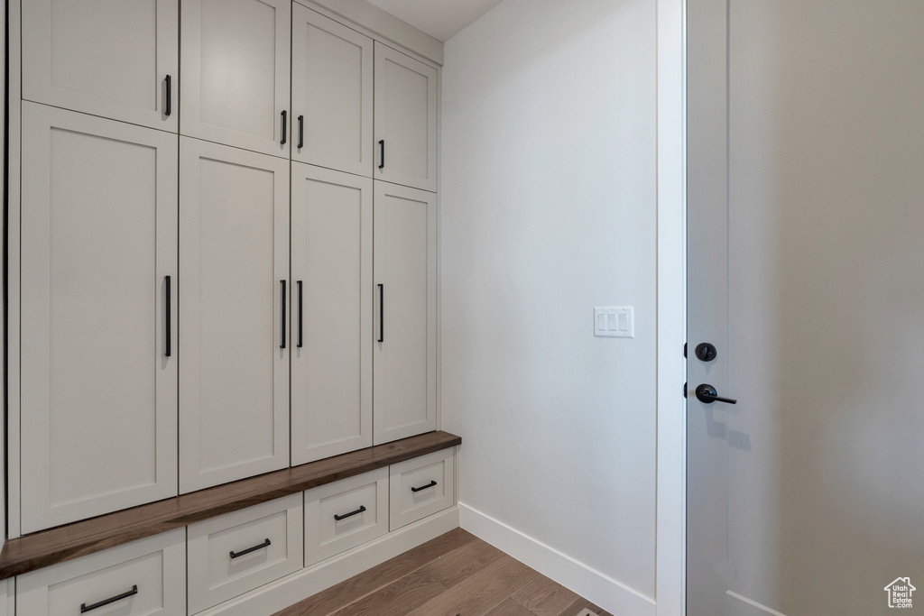 Mudroom featuring light hardwood / wood-style floors