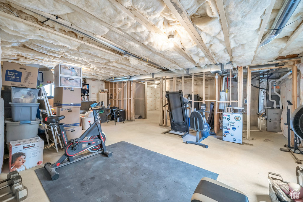 Workout area with concrete flooring