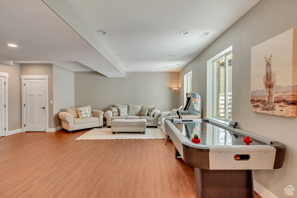 Playroom featuring wood-type flooring