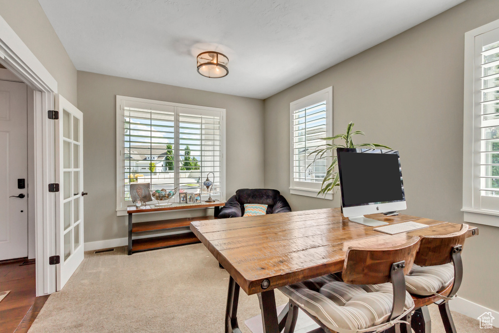 Office area with carpet floors