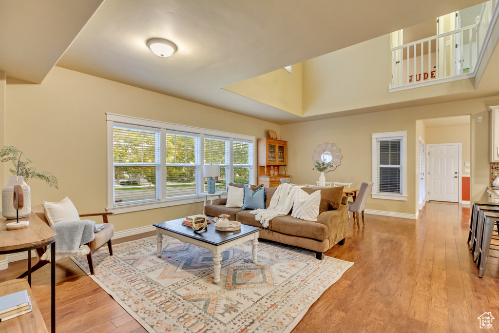 Living room featuring light wood-type flooring