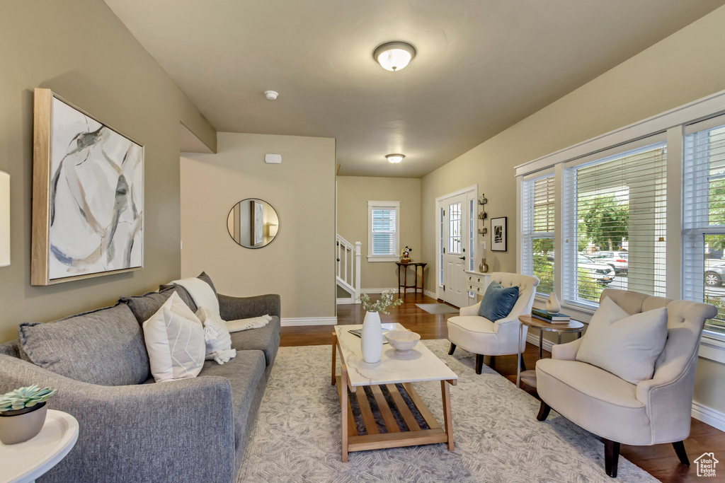 Living room featuring hardwood / wood-style flooring