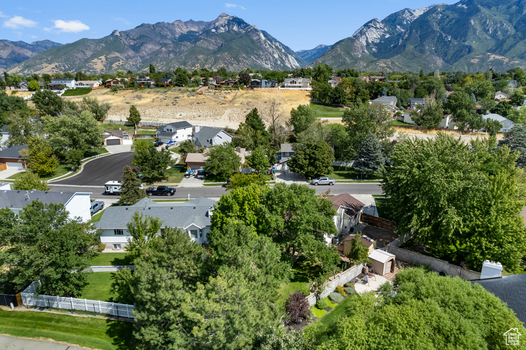 Drone / aerial view with a mountain view