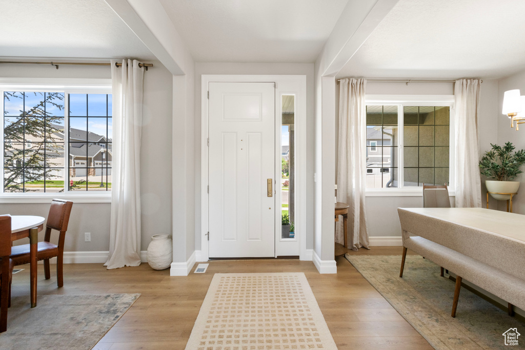 Entrance foyer featuring light hardwood / wood-style flooring