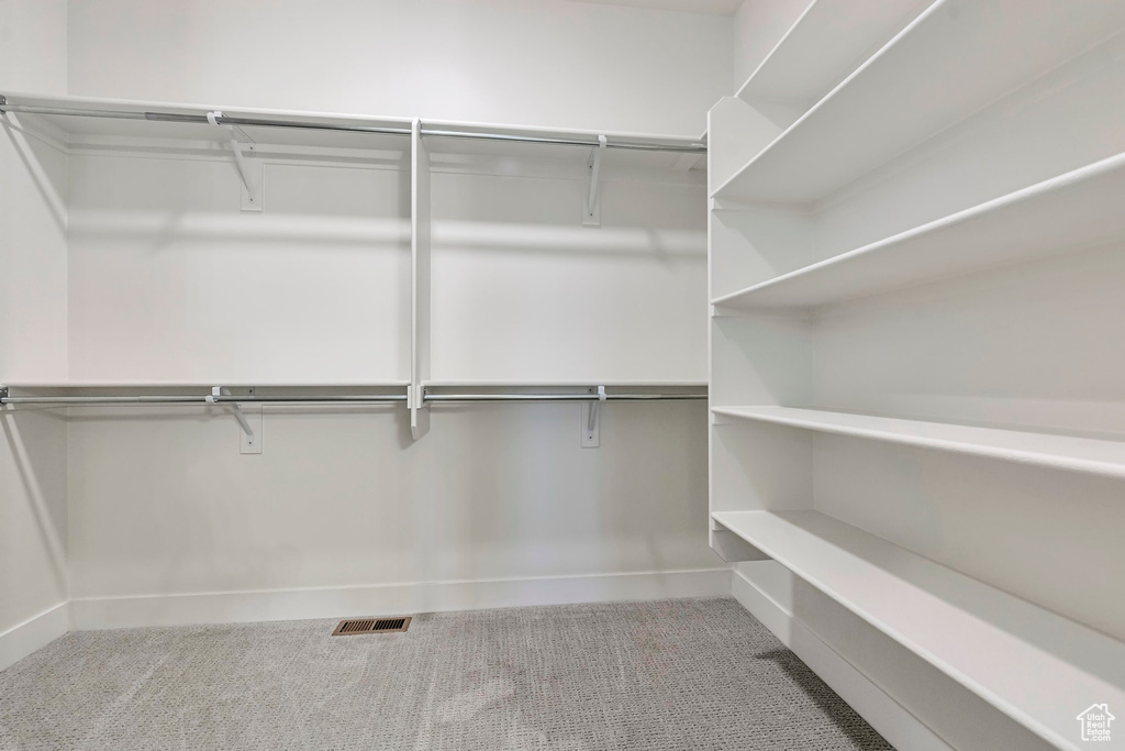 Spacious closet with carpet floors