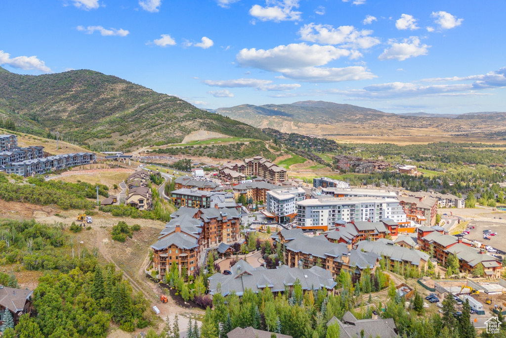 Aerial view with a mountain view