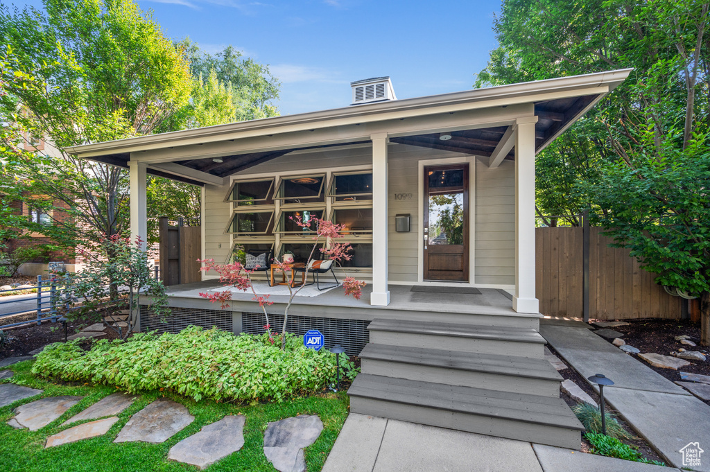 Exterior space featuring a porch