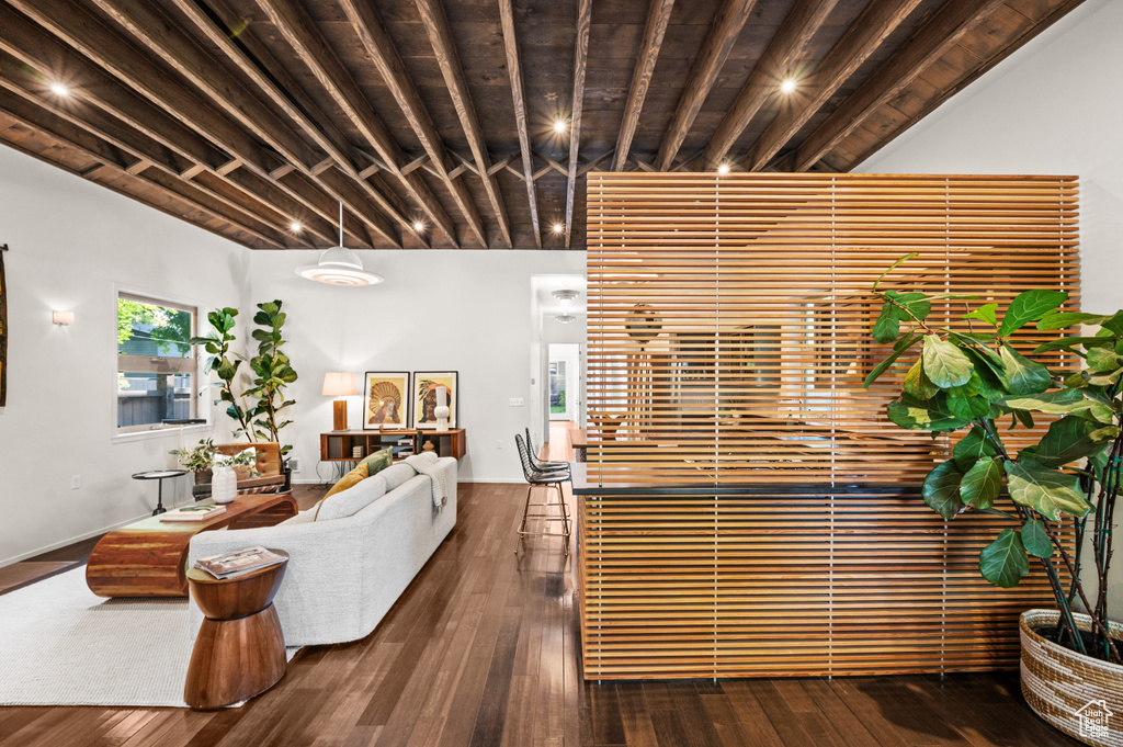 Interior space with dark wood-type flooring