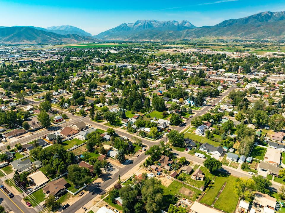 Aerial view featuring a mountain view