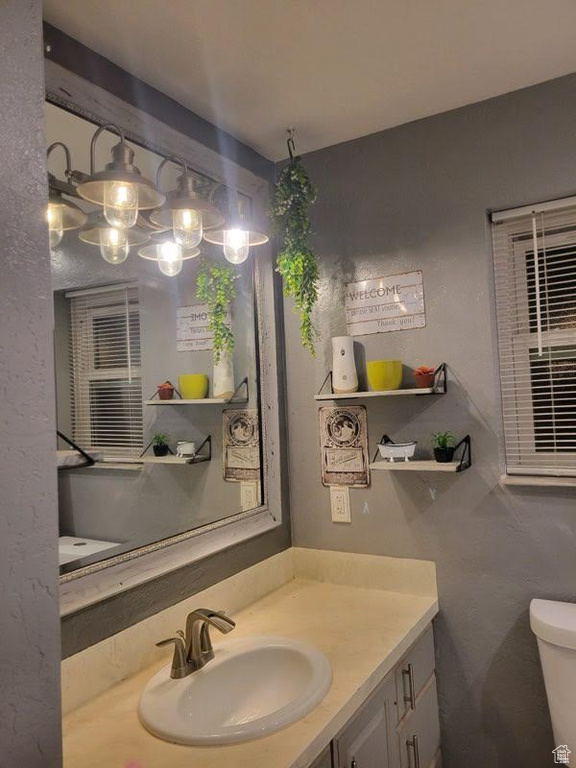 Bathroom featuring vanity and toilet