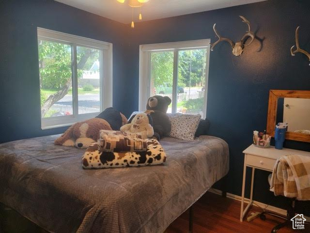 Bedroom featuring dark hardwood / wood-style flooring