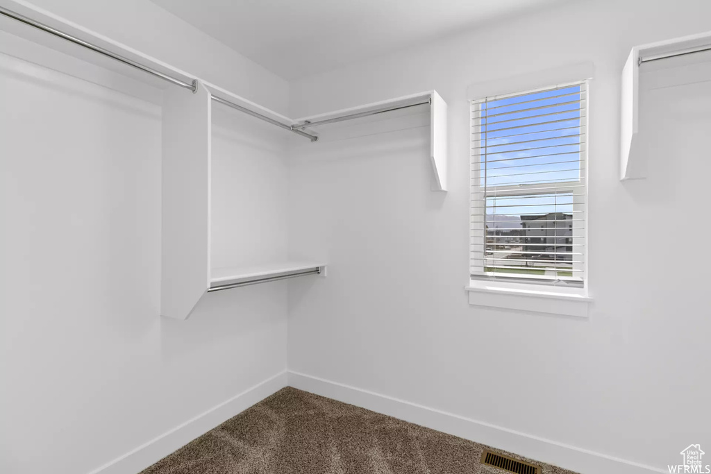 Walk in closet featuring carpet flooring