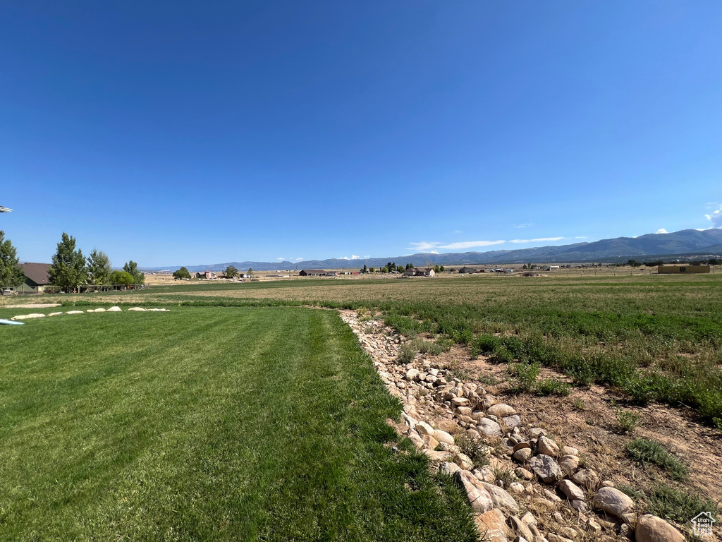 View of yard with a mountain view and a rural view