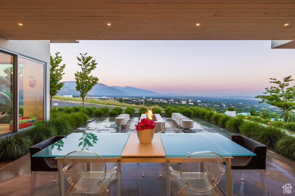 Exterior space with a mountain view