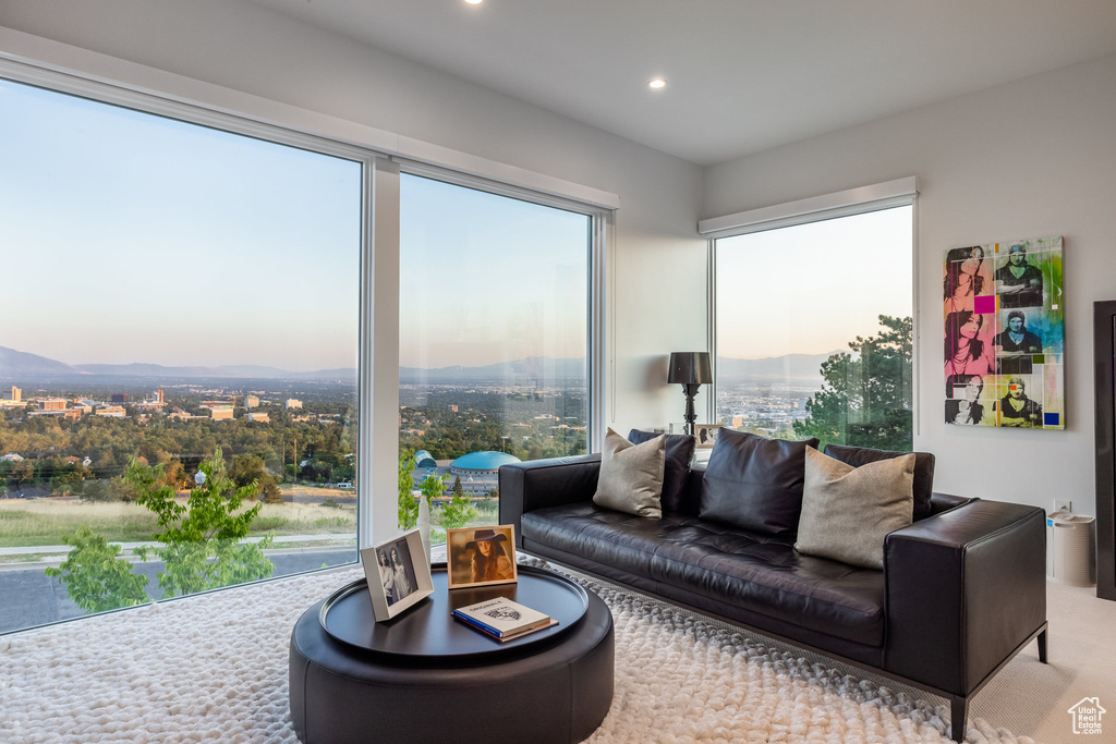 Living room featuring carpet floors