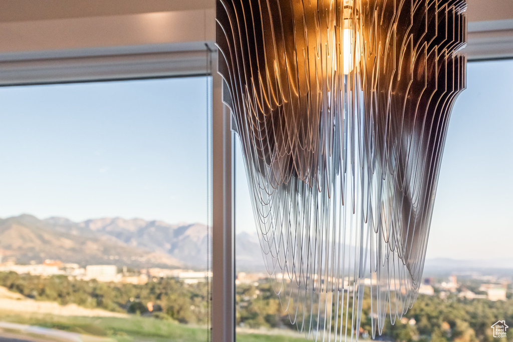 Interior space featuring a mountain view