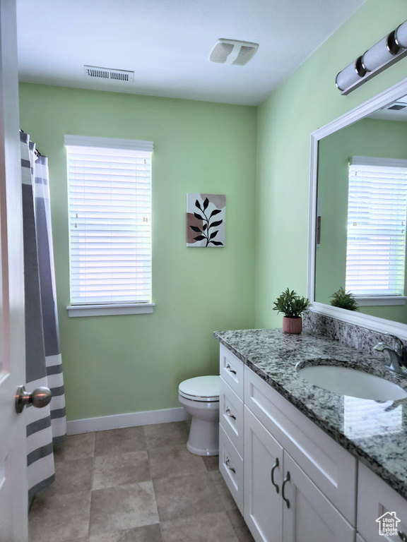 Bathroom featuring vanity and toilet