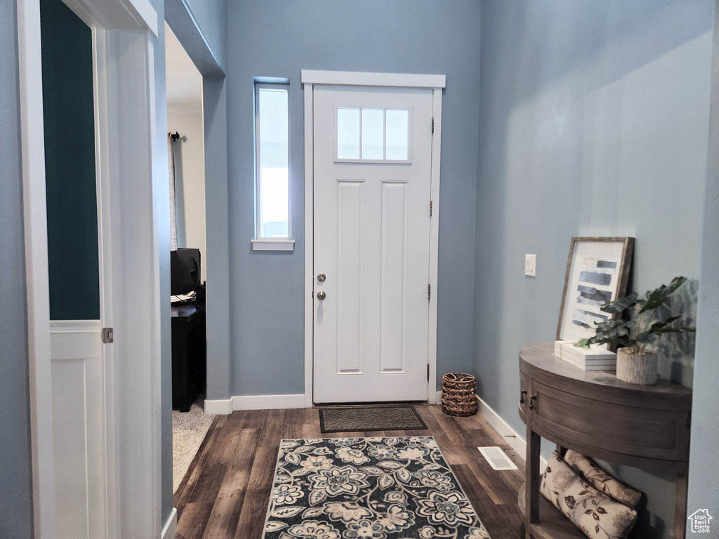 Entrance foyer featuring dark hardwood / wood-style flooring