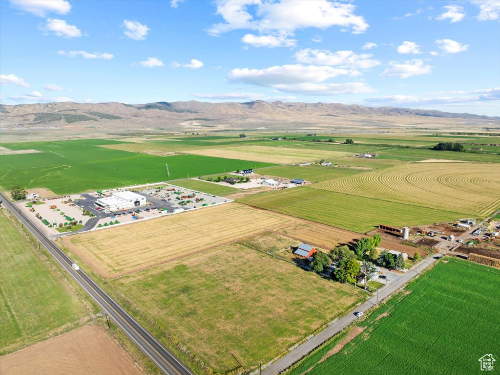 Aerial view featuring a mountain view and a rural view