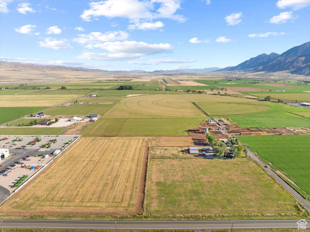 Aerial view with a mountain view and a rural view