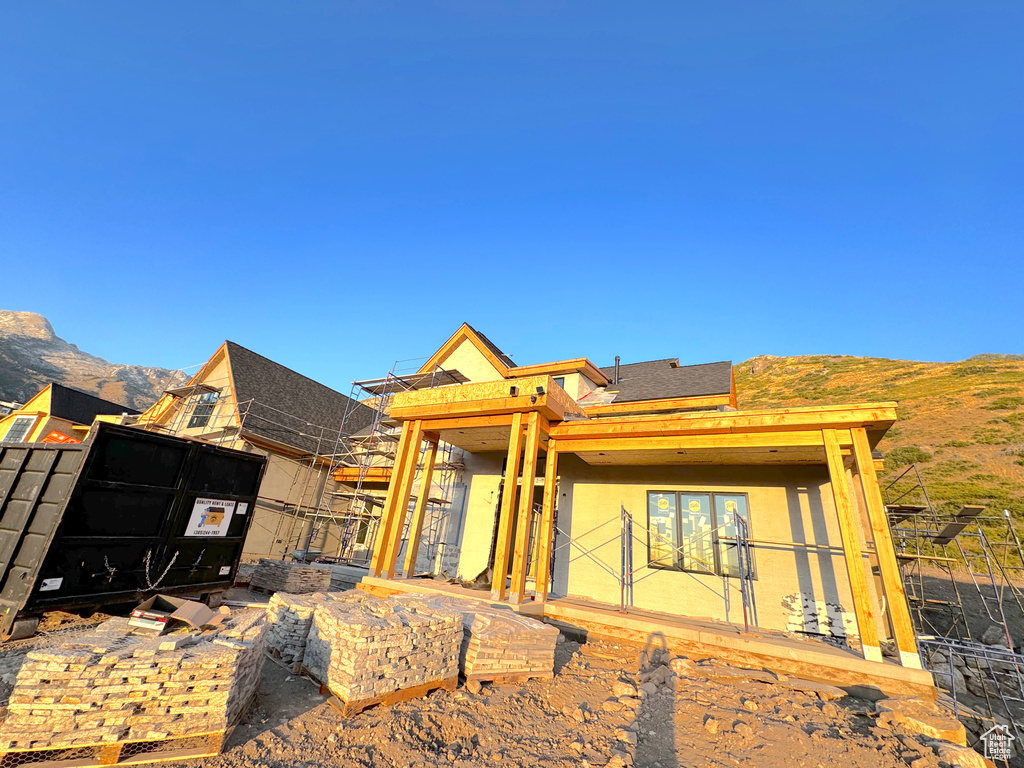 View of front facade with a mountain view