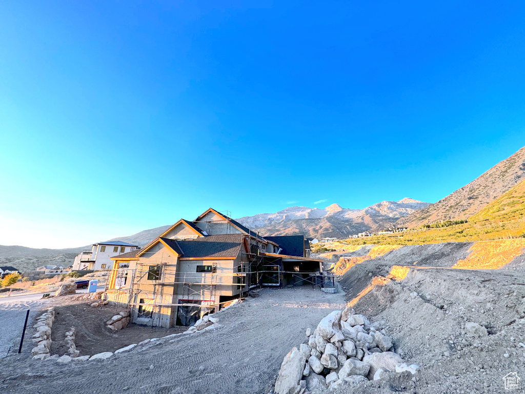 Exterior space with a mountain view