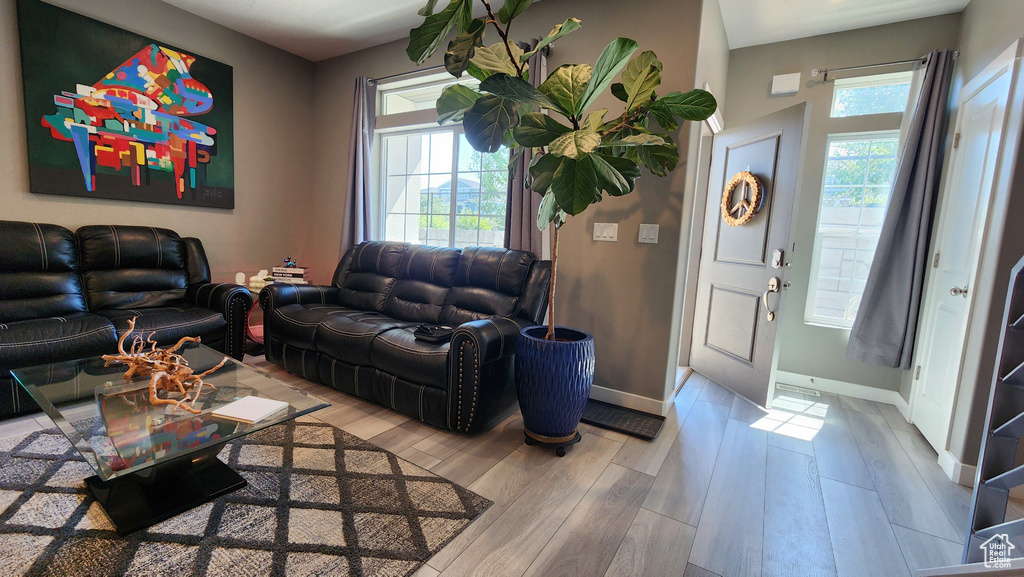 Living room featuring light hardwood / wood-style flooring