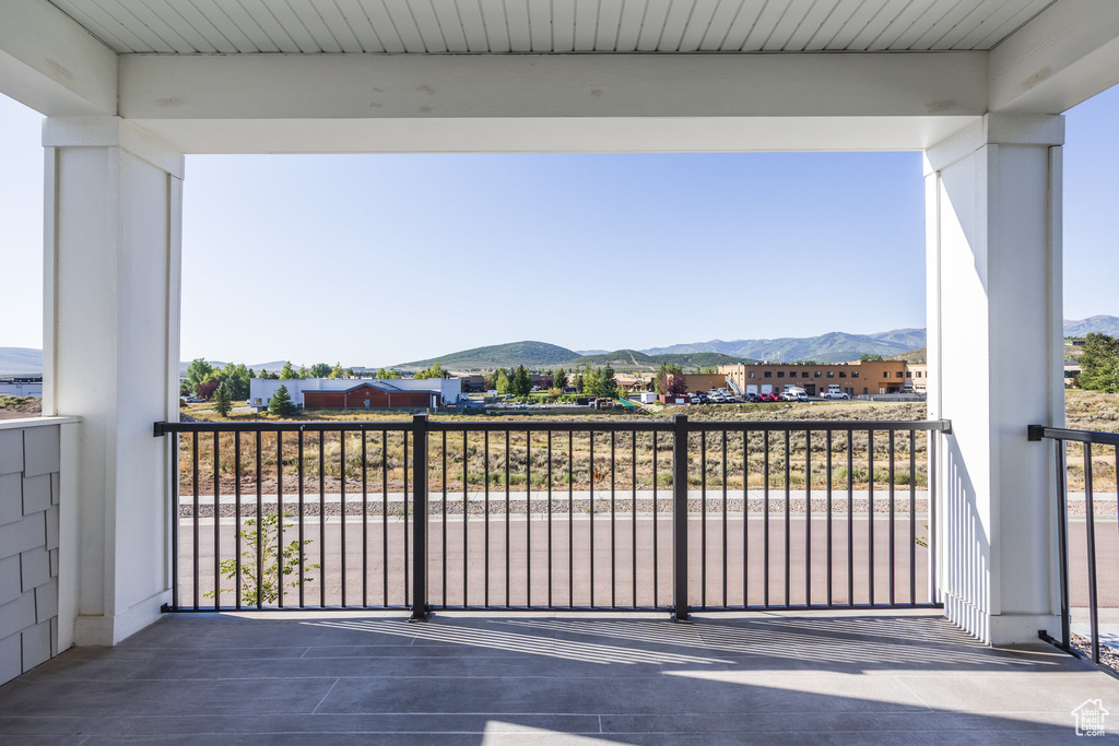 Balcony with a mountain view