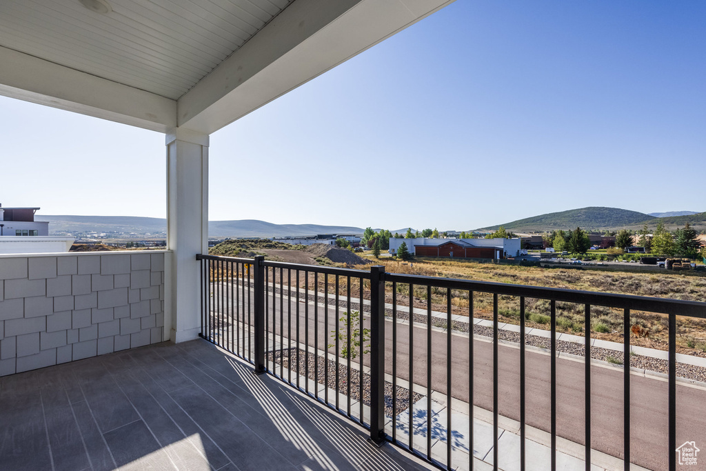 Balcony with a mountain view