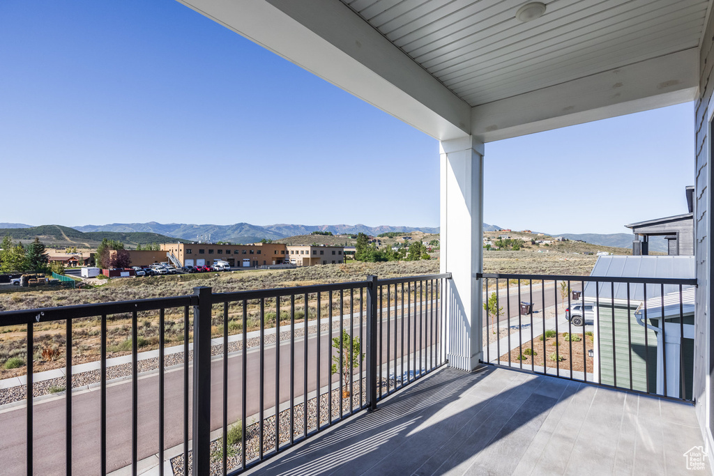 Balcony with a mountain view