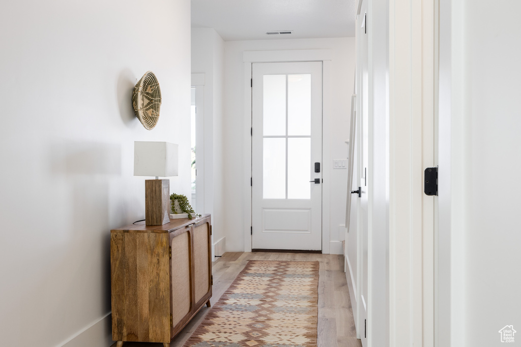 Entryway featuring light wood-type flooring