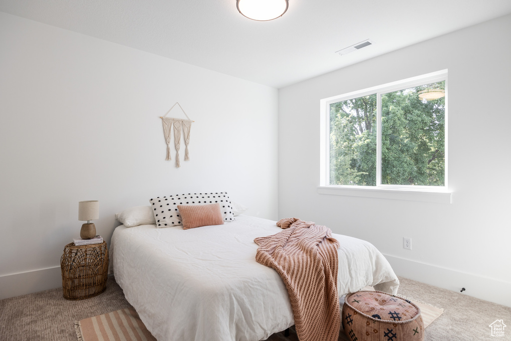 Bedroom with carpet