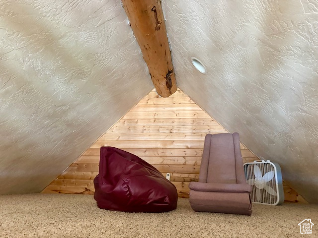 Bonus room featuring lofted ceiling and a textured ceiling