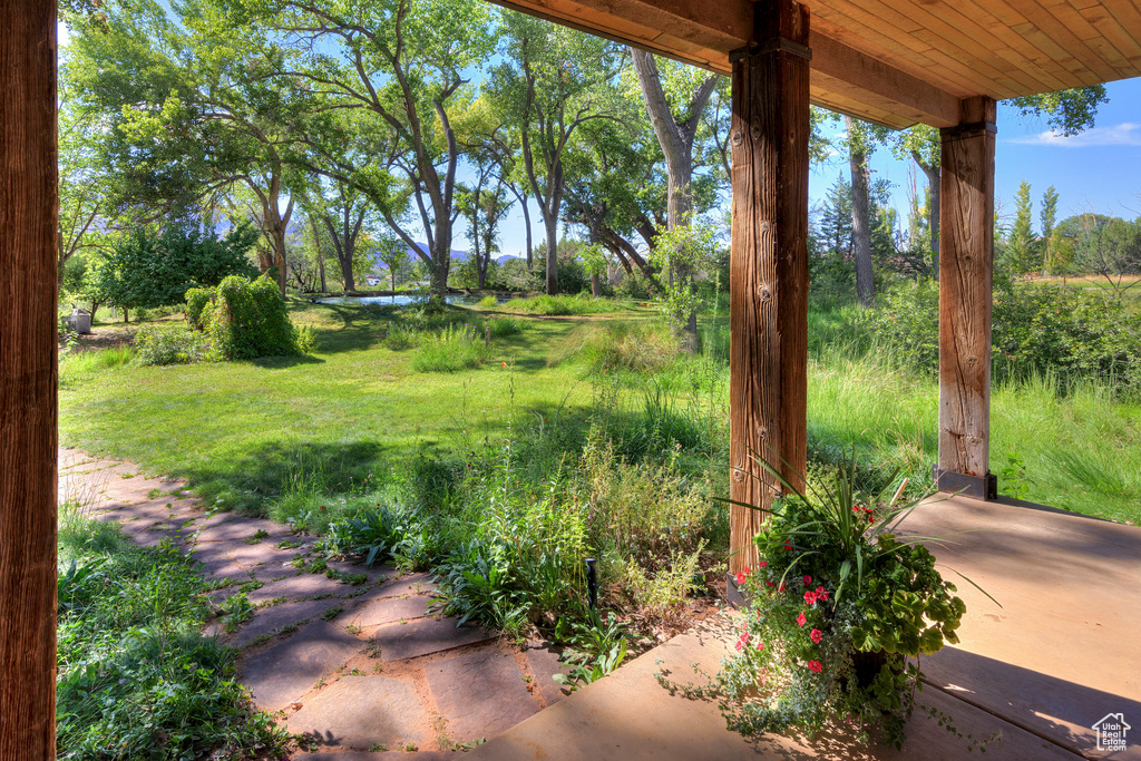 View of yard featuring a water view