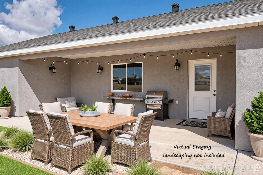 View of patio / terrace featuring outdoor dining space and area for grilling