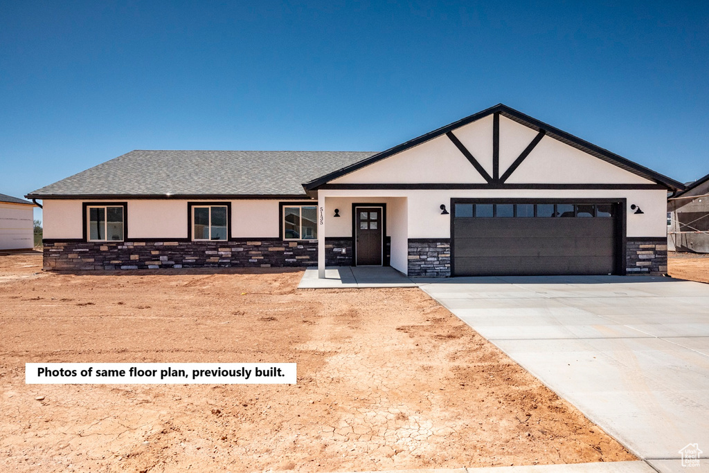 View of front facade with a garage