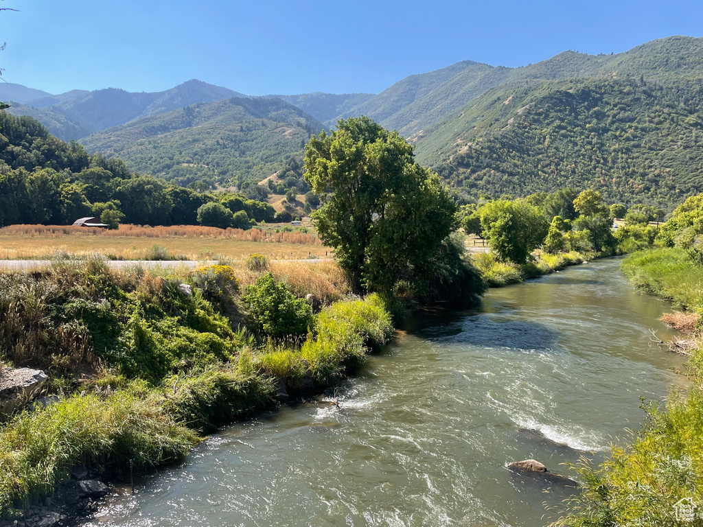 View of mountain feature with a water view