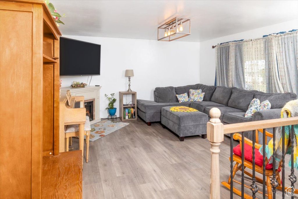 Living room featuring light hardwood / wood-style floors