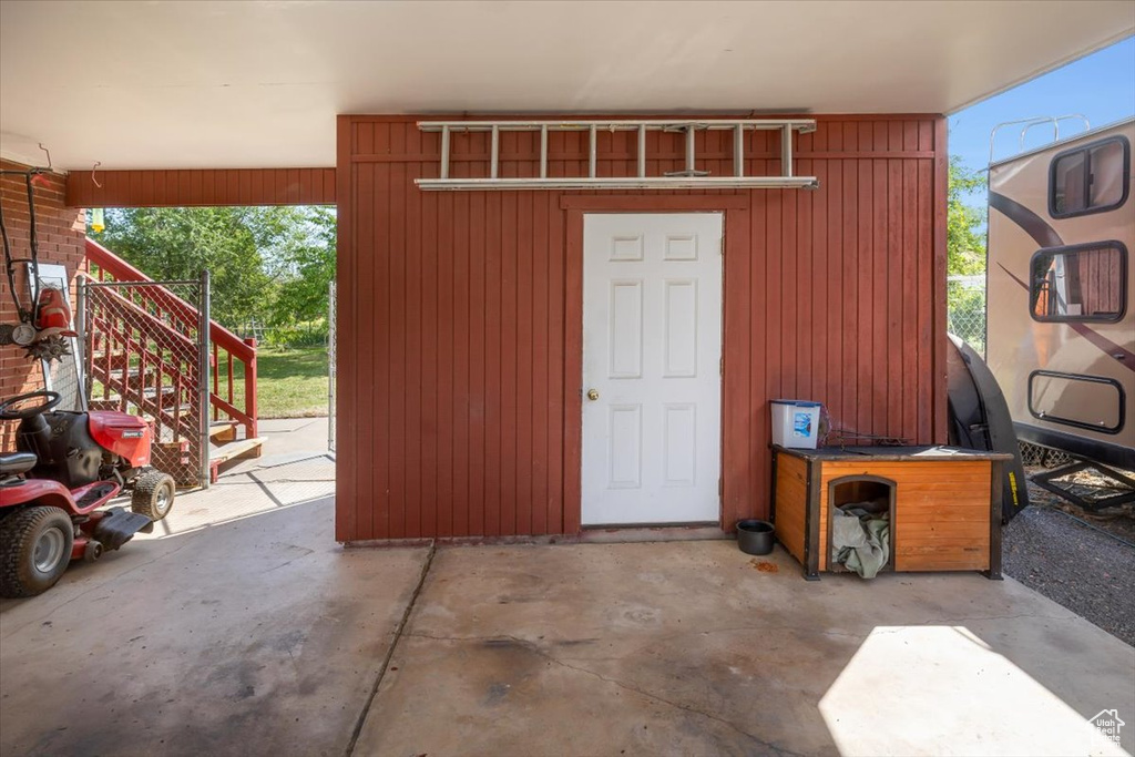 View of garage