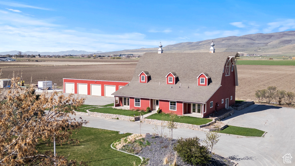 View from above of property featuring mountains