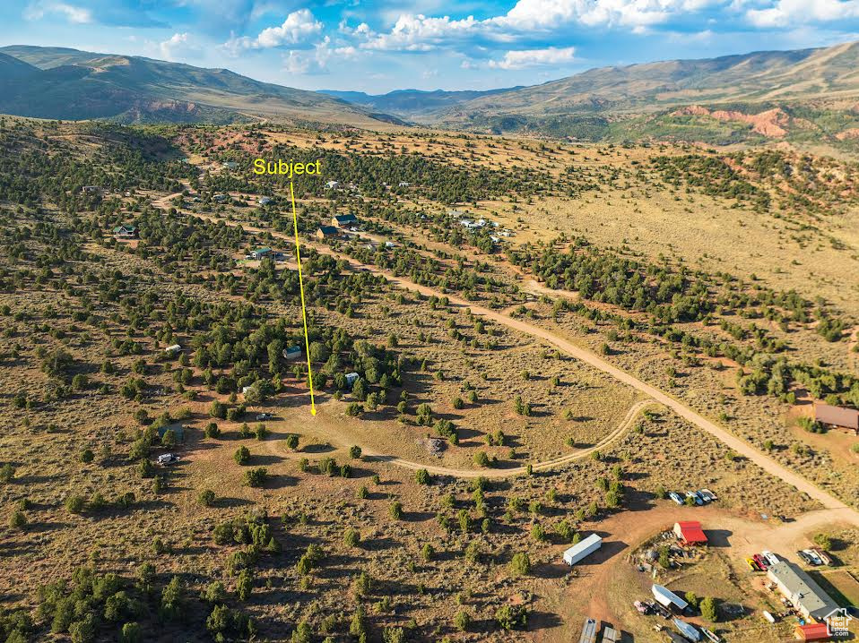 Aerial view featuring a mountain view