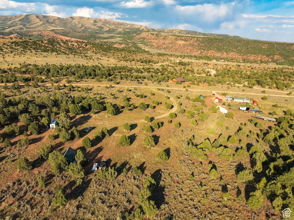 Drone / aerial view with a mountain view