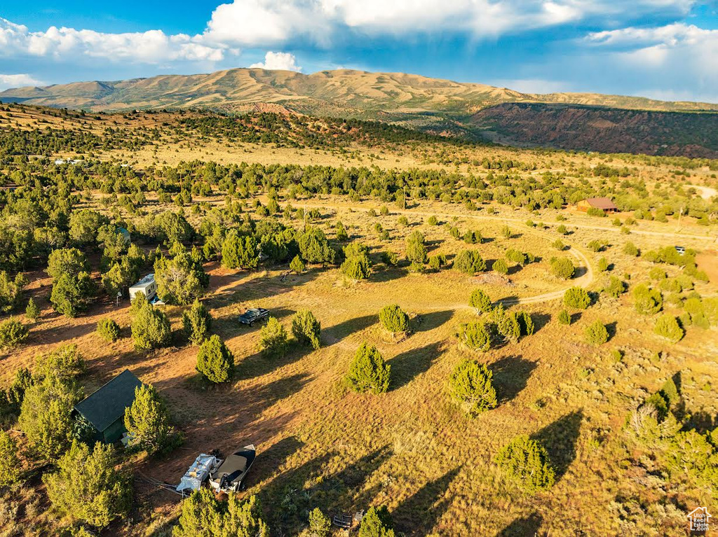 Drone / aerial view with a mountain view