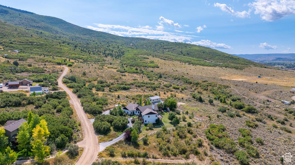 Bird's eye view with a mountain view