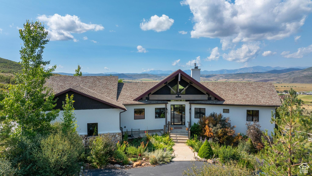 View of front of property featuring a mountain view