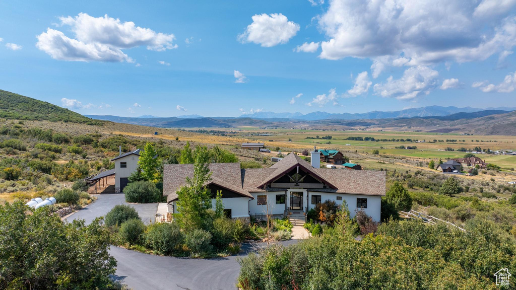 Bird's eye view featuring a mountain view and a rural view