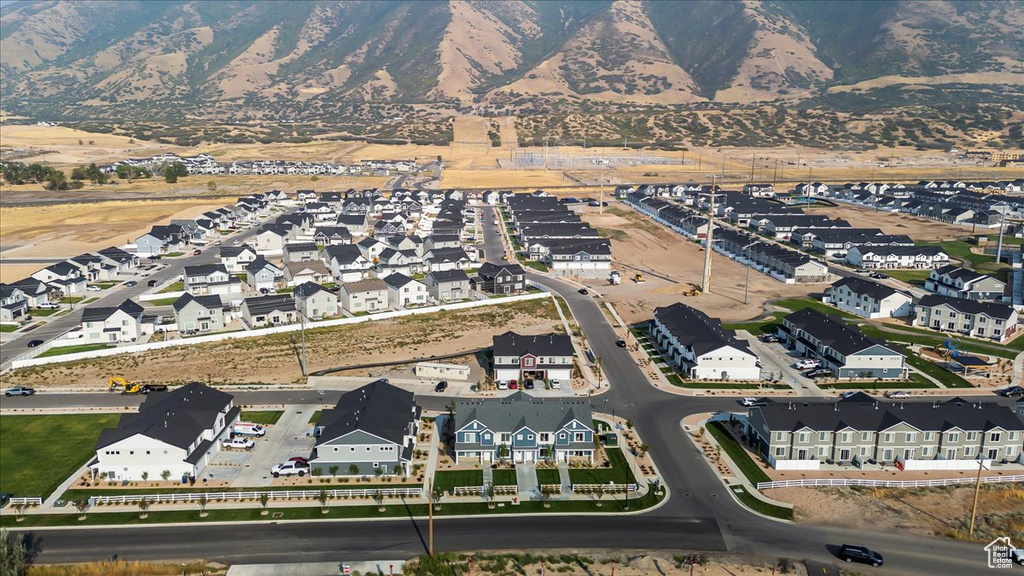 Drone / aerial view with a mountain view