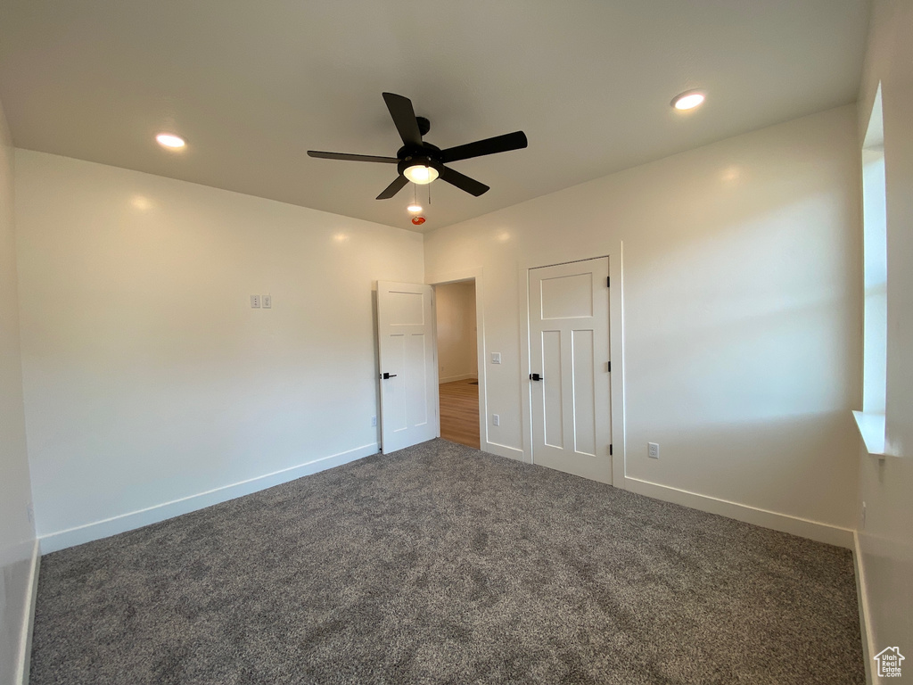 Interior space featuring ceiling fan