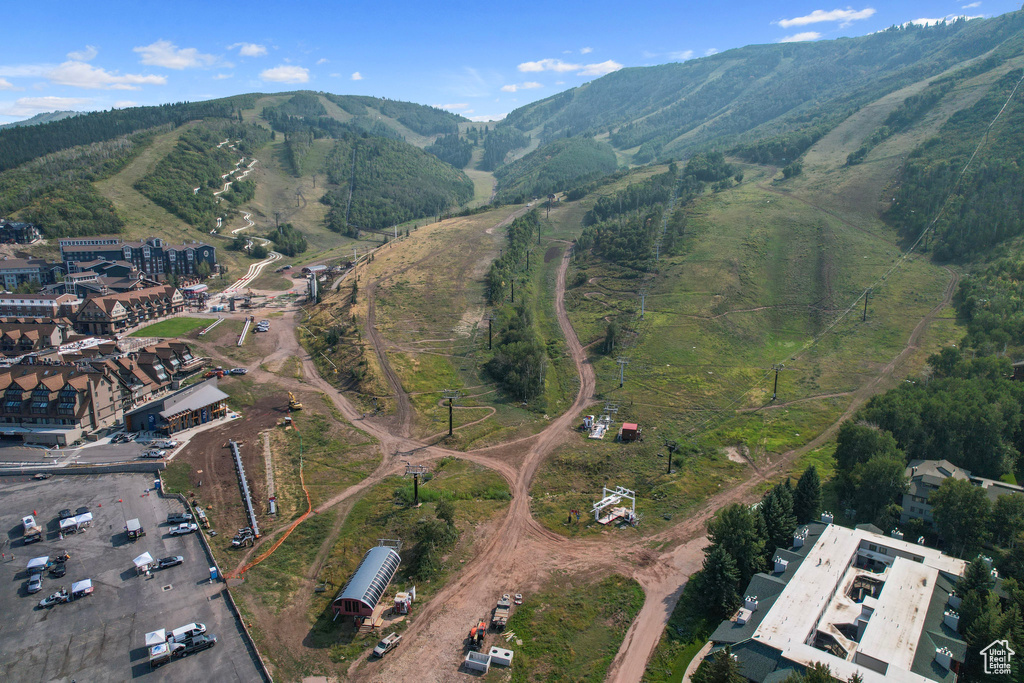 Drone / aerial view with a mountain view