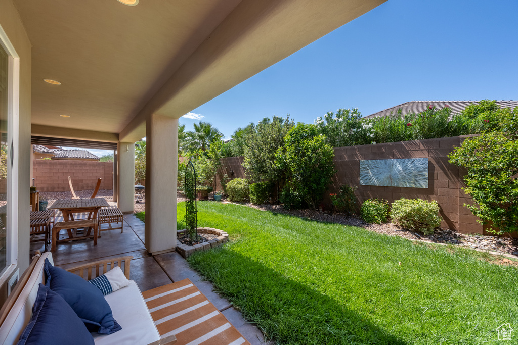 View of yard featuring a patio area